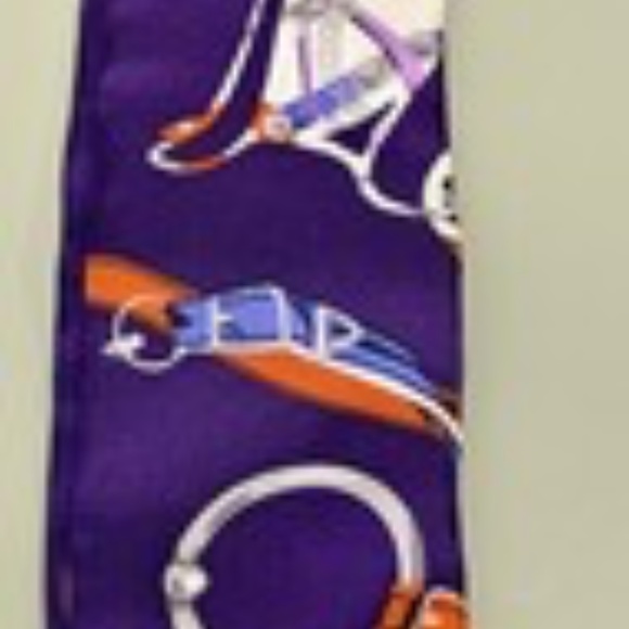 Hermes Twilly Silk Scarf Tour en Carre Purple Orange w/ Box Authentic France - Picture 4 of 9